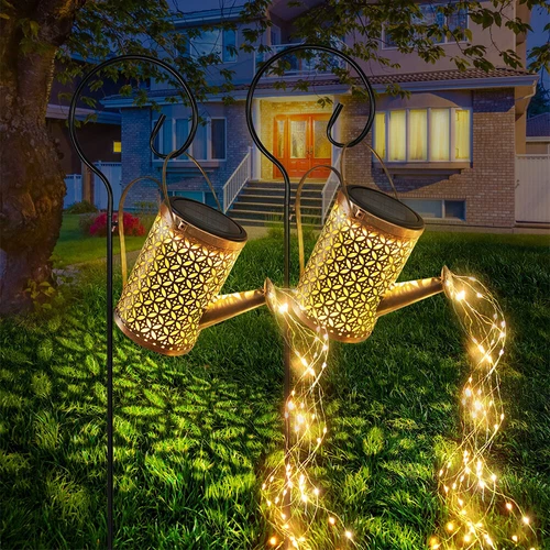 1/2X LED Solar Leuchte Gießkanne Deko-Kanne Wasserfall für Garten Außen Lampen - Bild 14 von 14