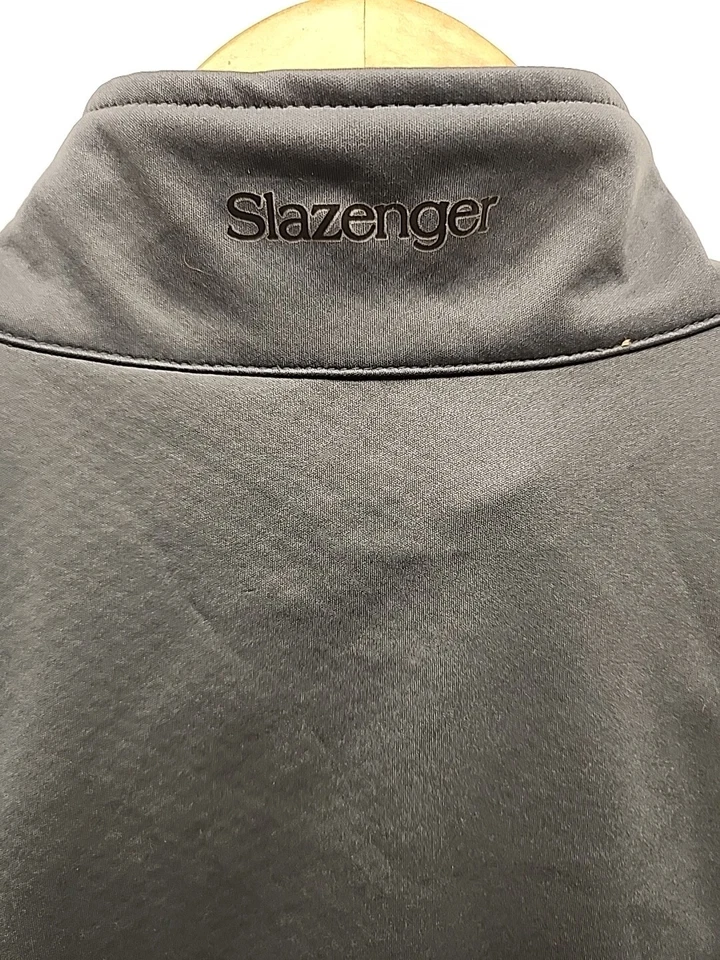 Slazenger Golf Mens Vest M Grey Ombre Blue Softshell Full Zip Drawing Waist NWT - Image 3 of 4