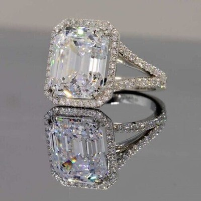 4.00 Ct Certified Emerald Shape Diamond Ring VVS1 White Gold Finish Great Shine