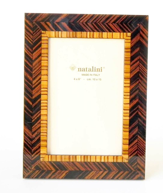 Natalini Photo Frame Dark Brown Wood Herringbone With Lighter Inner