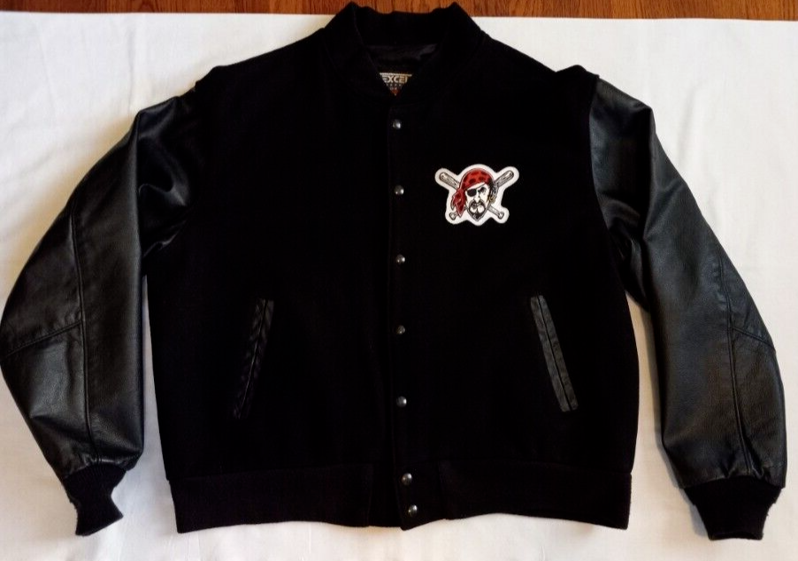 everyone varsity jacket *no patch 新品　XL EXCELLED 1927 BLACK Leather Wool PITTSBURG PIRATES Varsity
