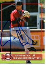 Jordan Guerrero 2018 Birmingham Barons Signed Card