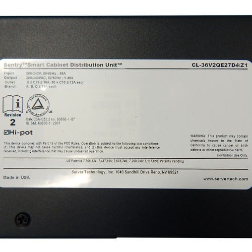 SERVER TECHNOLOGY CL-36V2QE27D4/Z1 Unité de distribution d'énergie AA12K - Photo 2/2