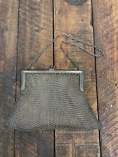 Antique Vintage 1920s Whiting and Davis Silver metal mesh chain link Purse As Is