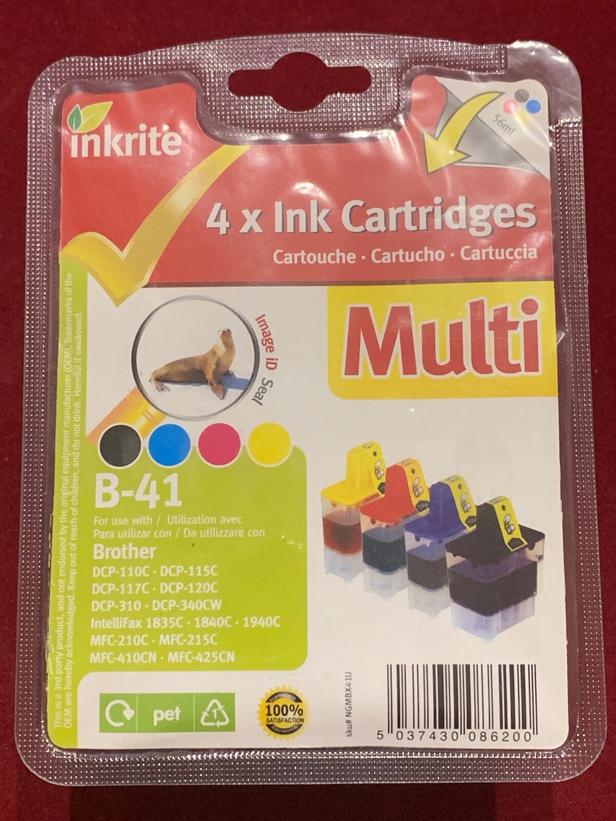 Inkrite B-41 Multi Cartridge Pack for Brother DCP -110C/115C/117C/120C/310/340CW