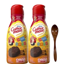 CoffeeMate Caliente Chocolate Liquid Coffee Creamer 32 oz 2 pks. w/ Wooden Spoon