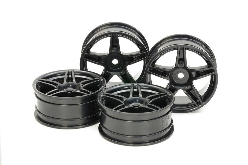 Tamiya 54853 1/10 RC Car 24mm Medium-Narrow 5-Spoke Wheels(Black