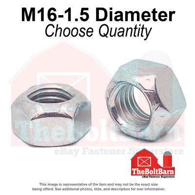 M16-1.5 Class 10 Hex Top Lock Nuts Zinc Clear Fine Thread (Pick Quantity)