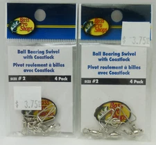 Bass Pro Shops Ball Bearing Swivel with Coastlock Size #2 Two packs of 4 BPS674