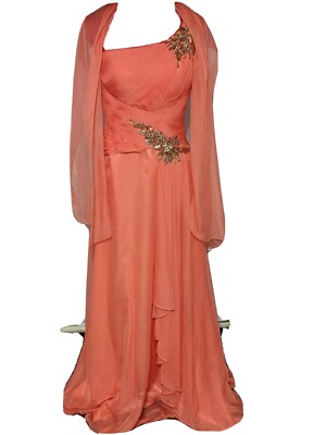 Women's Formal Coral Floor length One Shoulder Dress Size 8 | eBay