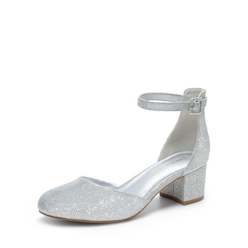 Women Round Toe Pumps Low Block Heels Ankle Strap Wedding Office Party Pumps - Picture 18 of 32