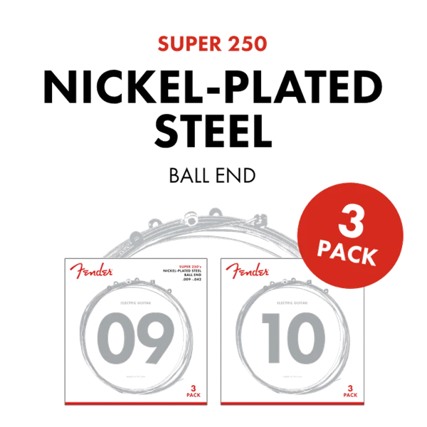 (PACK DE 3) Cuerdas para Guitarra Eléctrica Fender Super 250's - 250L, LUZ, 9-42 Foto 2 de 2