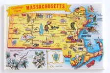 Greetings from Massachusetts (Map) FRIDGE MAGNET travel souvenir