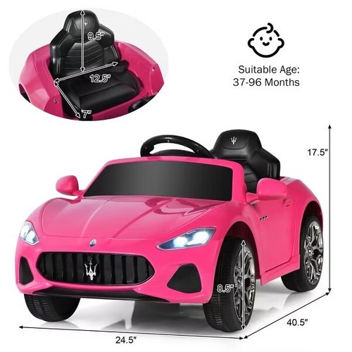 12V Kids Ride On Car Toddler Toy Girls Gift Remote Control w/ Lights Music Pink - Picture 3 of 6