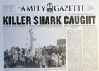 1975 Jaws Amity Island Gazette Killer Shark Caught Print Great White Shark?