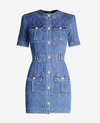 【送料&関税込】Balmain Denim Mini Dress Gorgeous Authentic Balmain Gold Buttons Blue Denim Mini