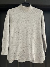 Ann Taylor LOFT Light Gray Specked Mock Neck High Low Sweater, Size XS