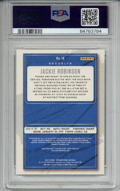 2021 PANINI DIAMOND KINGS #18 JACKIE ROBINSON BROOKLYN DODGERS PSA 10 LOW POP - Image 2 of 2