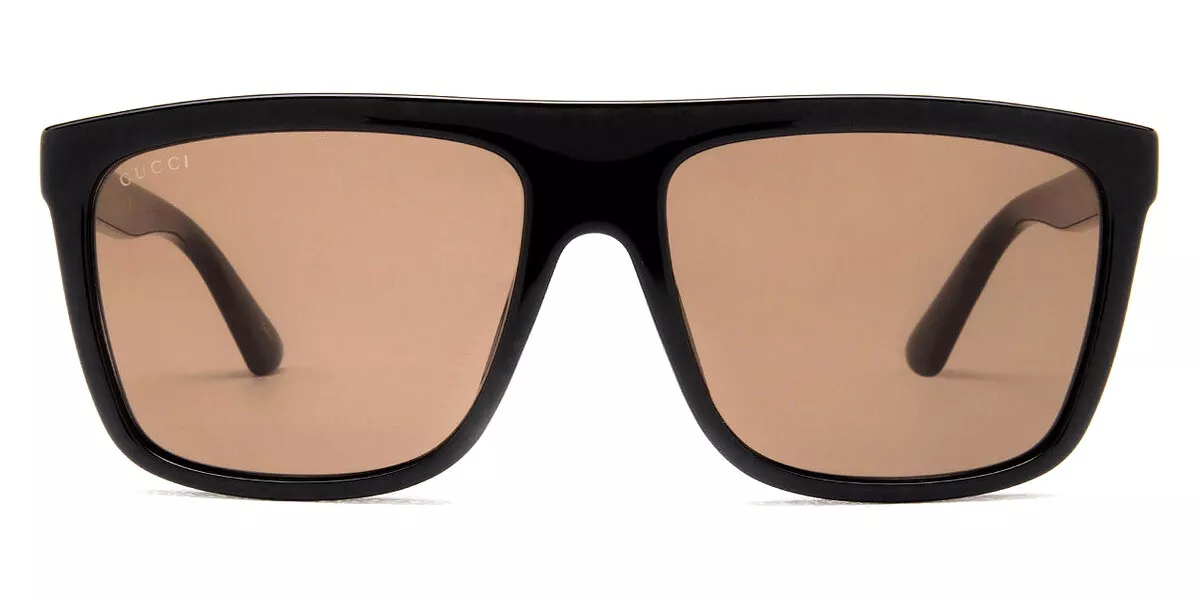 Gucci GG0748S Men Sunglasses Rectangle Black Brown 59mm New