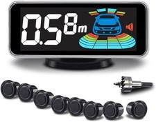 Backup Radar System Car Auto Vehicle Reverse with 8 Parking Sensors kit White