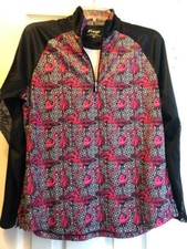 NWT FRINGE Bermuda Sands Flamingo Hot Pink Black Long Sleeve Golf Shirt S M L XL