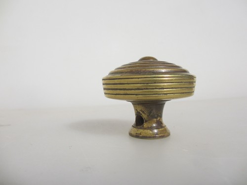 Victorian Brass Door Handle Knob Old Antique Regency Georgian Reeded Beehive x1 - Picture 6 of 12