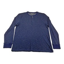 Club Room Men's Sweater Navy Blue Striped Long Sleeve Crew Neck 3Button Down NWT