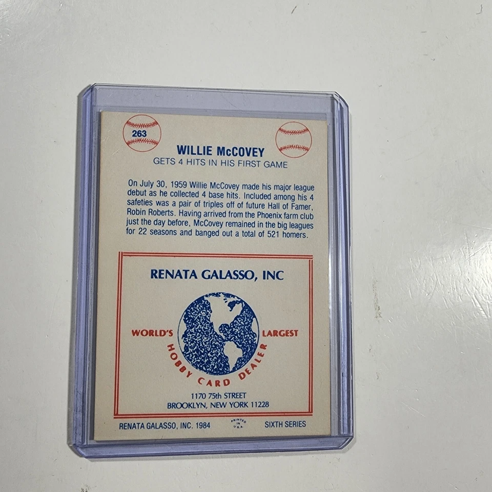 1977-84 TCMA Renata Galasso - Series 6 #263 Willie McCovey - Image 2 of 2