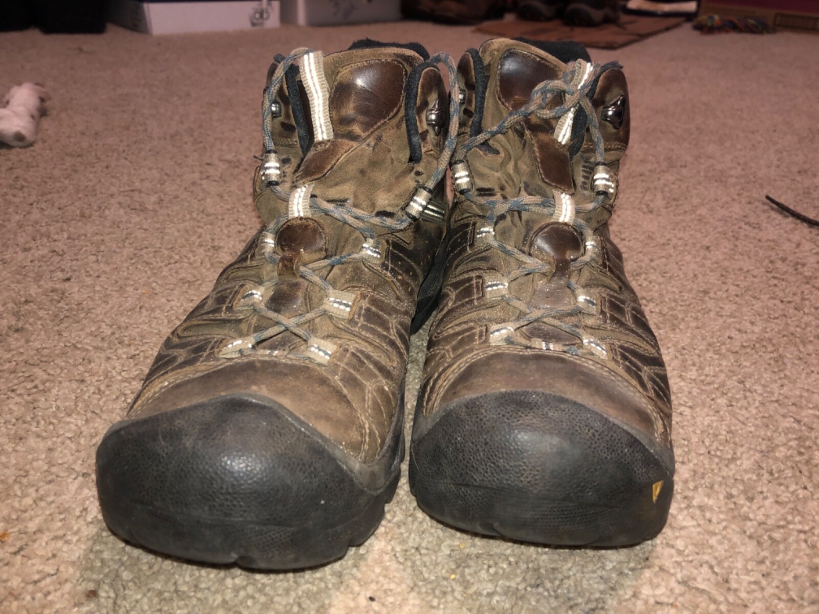 Keen stivali in pelle marrone e nero medio impermeabili scarpe da trekking uomo taglia 11 5