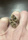 Vintage Cocktail Ring Bypass Floral Design Pink Stone Costume Jewelry Adjustable