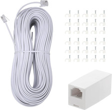 Long Telephone Extension Cord Phone Cable Line Wire, with Standard RJ11 Plug and