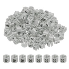 100 Pcs Clothes Hanger Marker Number 50 Tag Fit 3mm Rod Garment Size Tag Gray