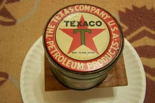EARLY GREEN TEXACO MOTOR CUP GREASE TIN CAN PORT ARTHUR TEXAS 1LB 3/4 FULL
