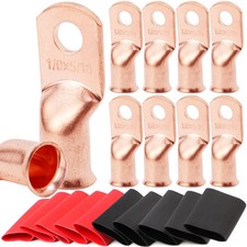 10Pcs 1/0 AWG-5/16" Battery Lugs,Copper Wire Lugs,Heavy Duty Battery Cable Ends,