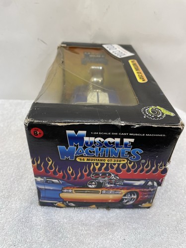 Muscle Machines '66 Mustang GT-350 1:24 Scale Blue with White Stripes As is Box - Picture 11 of 23