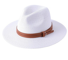Natural Panama Soft Straw Hat Summer Women  Men Wide Brim Beach Sun Cap Fedora