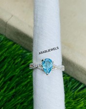 Pear Cut Aquamarine Ring 925 Sterling Silver Aquamarine Ring.
