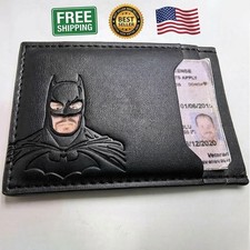 Personalized Leather Bat Wallet Superhero Mask Card Holder Heroic ID Wallet