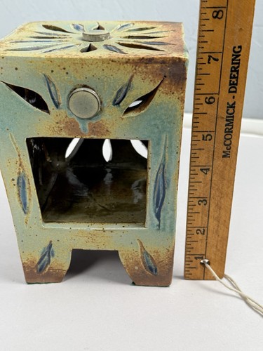 Kunstkeramik TEELICHT KERZENHALTER erdige Patina 7" hoch schwer atemberaubend - Bild 8 von 10