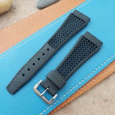 1960s Vintage 22mm Black Playa  ACIER Tropical Buckle Swiss Unused Watch Strap