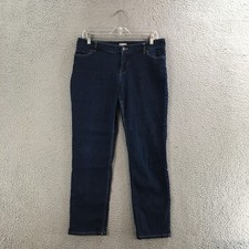 J.Jill Slim Leg Jeans Womens 12P Stretch Ankle Mid Rise Dark Wash Denim Blue