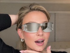 Chanel Shield Women  s Sunglasses With Crystals Ch9579B Brand New