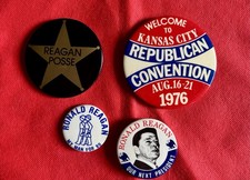 Four Ronald Reagan Political Campaign Buttons