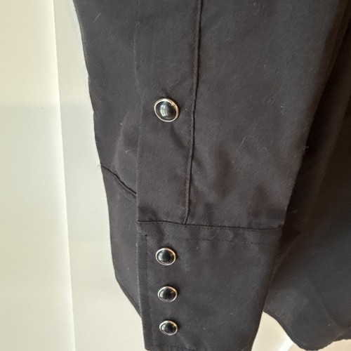 Vintage Western White Horse Bib Mens Large Black Pearl Snap Button Up - Picture 6 of 11