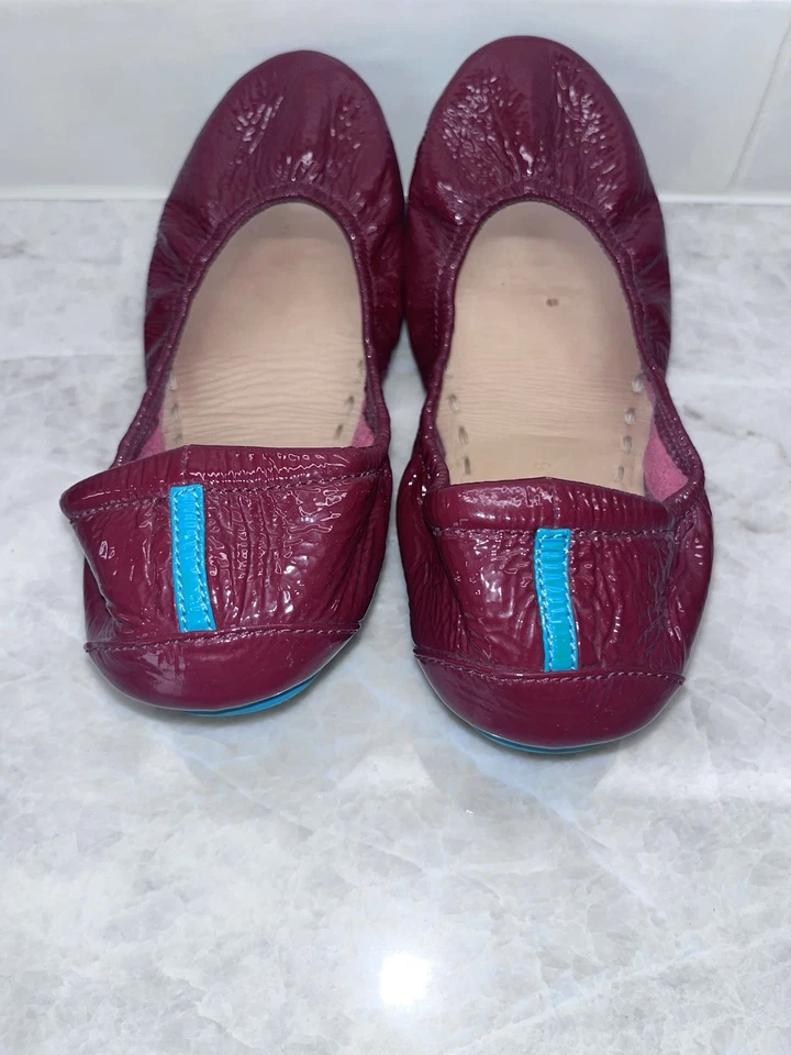 Zapatos planos de ballet Tiek Gavrieli rojo rubí charol borgoña talla 6 Foto 2 de 4