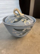 Homer Laughlin Skytone Periwinkle Blue Sugar Bowl w/lid Forget me it's