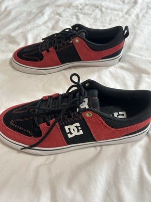 DC  LOW LACE-UP SKATEBOARD LEATHER SNEAKERS MEN SHOES BLACK/RED SIZE 10