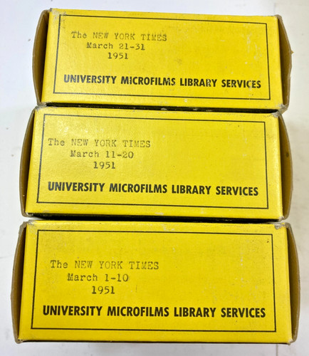 March 1951 ~ The Complete Month Of The New York Times On Microfilm