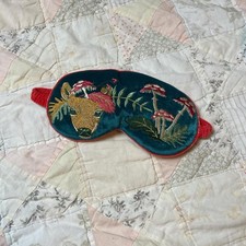 vintage thick padded whimsical doe and toadstool mushroom sleeping mask