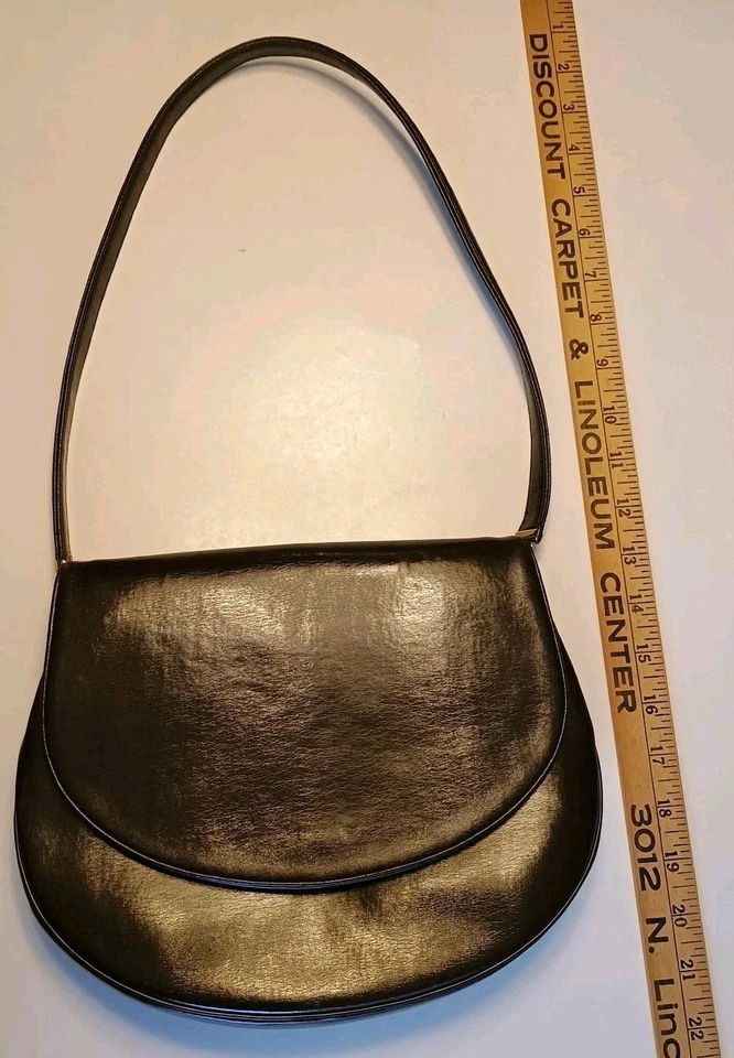 Vntg Koret Bag Brown Patent Vinyl Gold Hardware Envelope Flap W/Shoulder Strap - Image 2 of 4